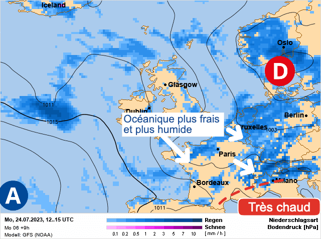 Carte de prévisions d'europe du Lundi 24 juillet 2023