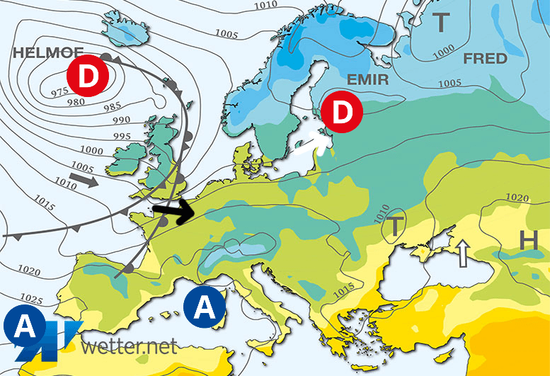 Carte de prévisions d'europe du Mercredi 8 novembre 2023