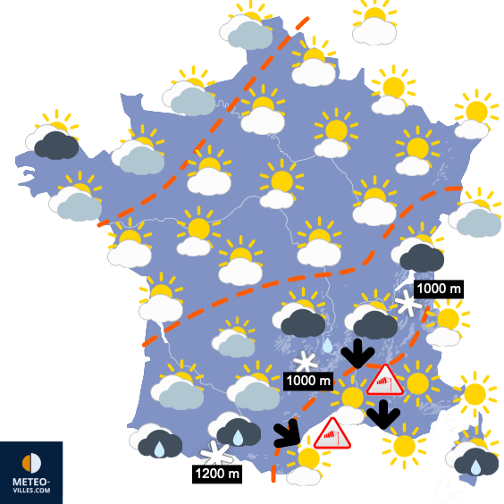 Premiers flocons de neige dans le Nord-est