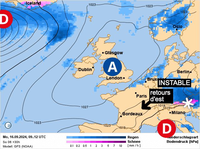 Carte de prévisions d'europe du Lundi 16 septembre 2024