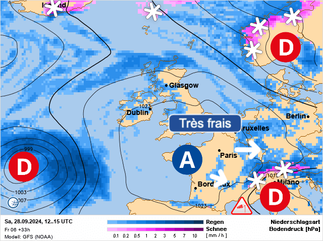 Carte de prévisions d'europe du Samedi 28 septembre 2024