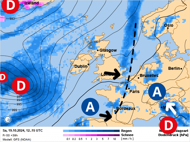 Carte de prévisions d'europe du Samedi 19 octobre 2024
