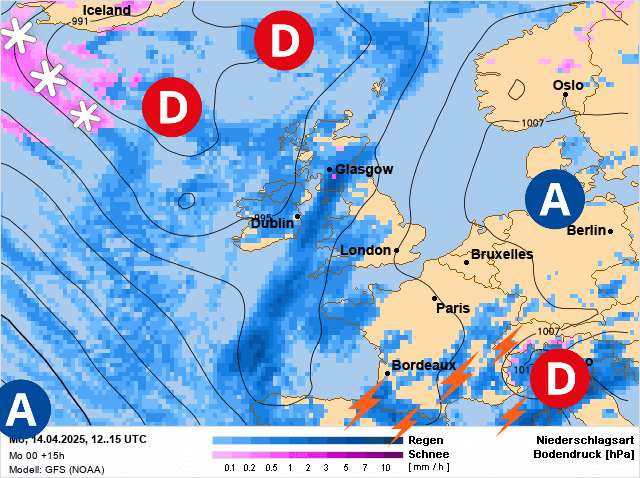 Carte de prévisions d'europe du Lundi 14 avril 2025