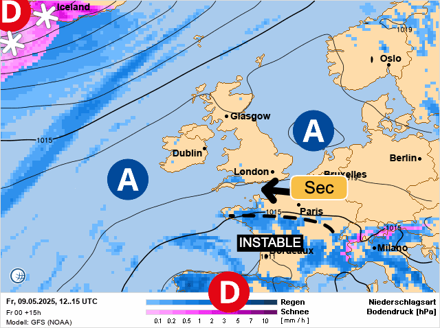 Carte de prévisions d'europe du Vendredi 9 mai 2025