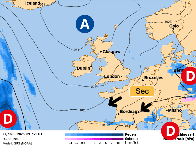 Carte de prévisions d'europe du Vendredi 16 mai 2025
