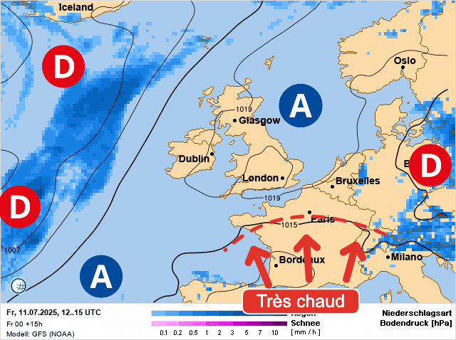Carte de prévisions d'europe du Vendredi 11 juillet 2025