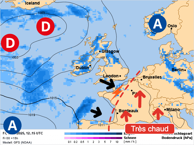 Carte de prévisions d'europe du Vendredi 18 juillet 2025