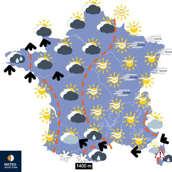 Dégradation au nord, puis conflit avec l'air froid