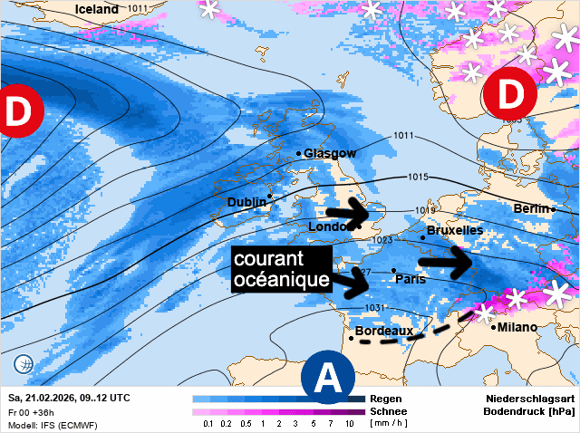 Carte de prévisions d'europe du Samedi 21 février 2026